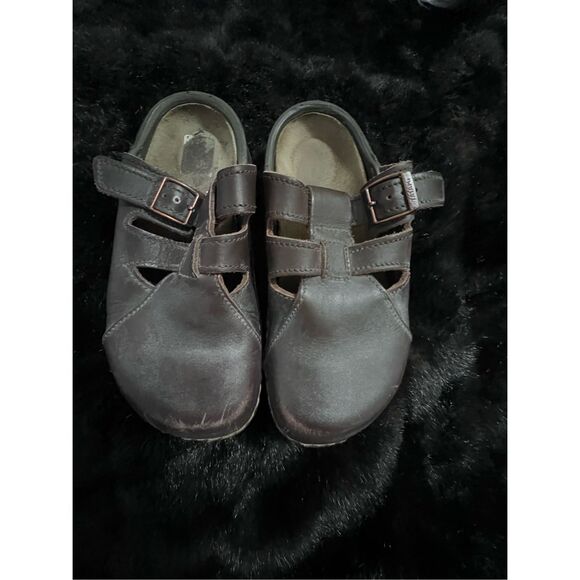 Birkenstock Tatami Clog Mens Brown Leather Two Strap  Size 7 Distressed - Picture 2 of 6
